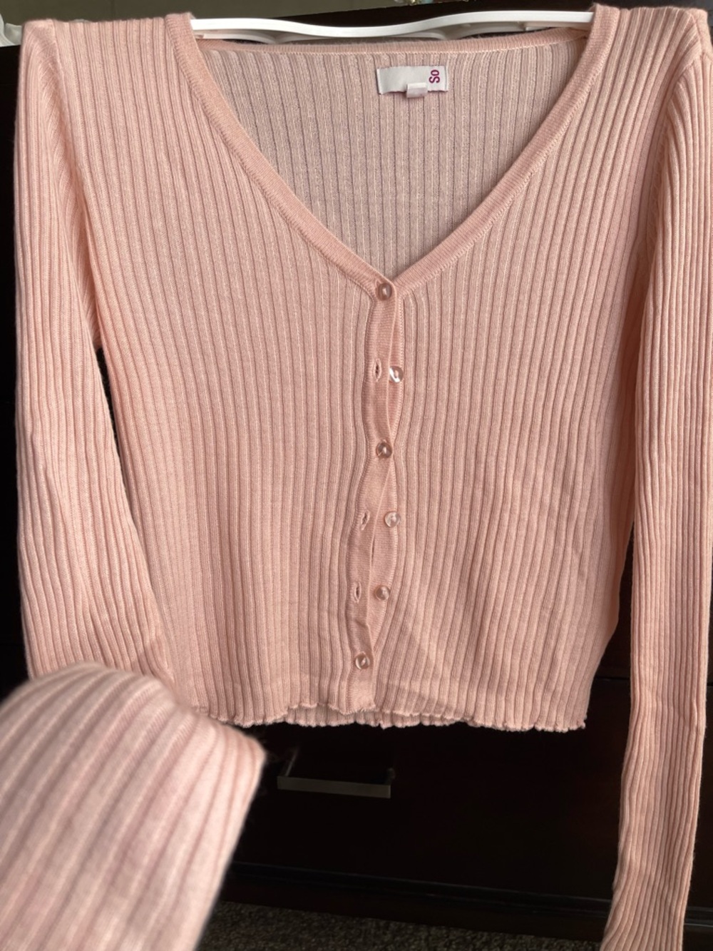 SO Blush Pink Ribbed Button-Up Camisole